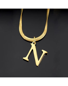 Minimalism Letter Pendent Plating Snake Chain Titanium Steel Necklace Colorza-N
