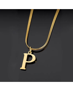 Minimalism Letter Pendent Plating Snake Chain Titanium Steel Necklace Colorza-P
