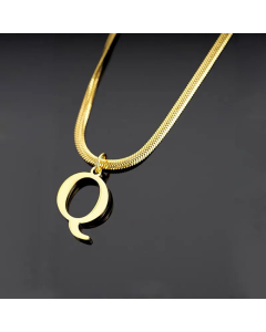 Minimalism Letter Pendent Plating Snake Chain Titanium Steel Necklace Colorza-Q
