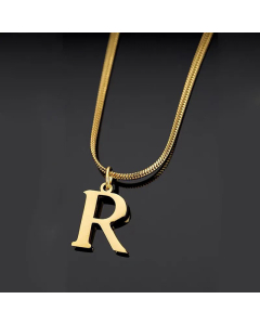 Minimalism Letter Pendent Plating Snake Chain Titanium Steel Necklace Colorza-R