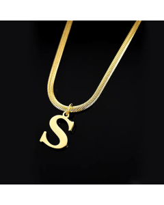 Minimalism Letter Pendent Plating Snake Chain Titanium Steel Necklace Colorza-S
