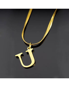 Minimalism Letter Pendent Plating Snake Chain Titanium Steel Necklace Colorza-U