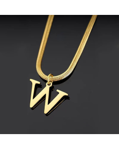 Minimalism Letter Pendent Plating Snake Chain Titanium Steel Necklace Colorza-W