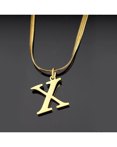 Minimalism Letter Pendent Plating Snake Chain Titanium Steel Necklace Colorza-X