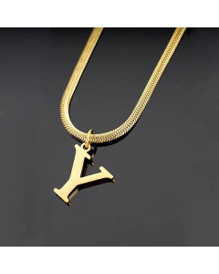 Minimalism Letter Pendent Plating Snake Chain Titanium Steel Necklace Colorza-Y