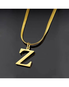 Minimalism Letter Pendent Plating Snake Chain Titanium Steel Necklace Colorza-Z