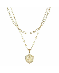 Daily Layered Paperclip Chain Letter Pendent Stainless Steel Necklace