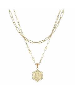 Daily Layered Paperclip Chain Letter Pendent Stainless Steel Necklace