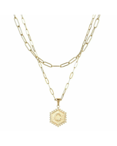 Daily Layered Paperclip Chain Letter Pendent Stainless Steel Necklace