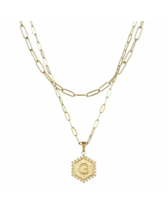 Daily Layered Paperclip Chain Letter Pendent Stainless Steel Necklace