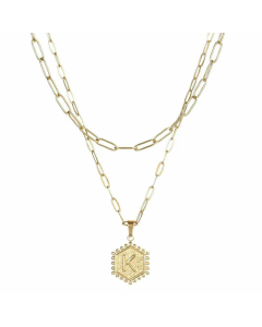 Daily Layered Paperclip Chain Letter Pendent Stainless Steel Necklace