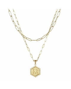 Daily Layered Paperclip Chain Letter Pendent Stainless Steel Necklace