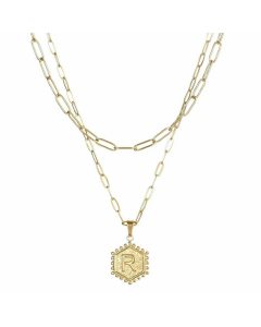 Daily Layered Paperclip Chain Letter Pendent Stainless Steel Necklace