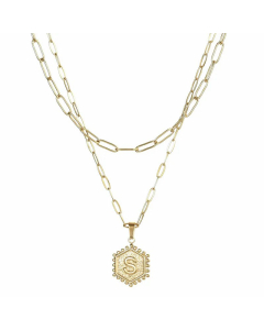 Daily Layered Paperclip Chain Letter Pendent Stainless Steel Necklace
