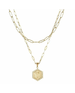 Daily Layered Paperclip Chain Letter Pendent Stainless Steel Necklace