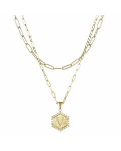 Daily Layered Paperclip Chain Letter Pendent Stainless Steel Necklace