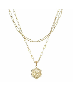 Daily Layered Paperclip Chain Letter Pendent Stainless Steel Necklace