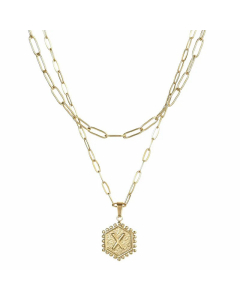 Daily Layered Paperclip Chain Letter Pendent Stainless Steel Necklace