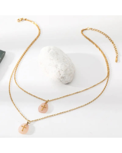 Fashion Natural Stone Cross Stainless Steel Plating Layered Necklaces Colorza