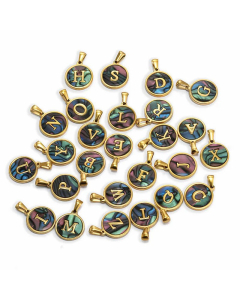 Daily Round Letter Inlay Shell Pendent Titanium Steel Plating Necklace Colorza