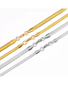 Plain Gold Plated Solid Color Snake Chain Plating Necklace Colorza-Gold Color-01