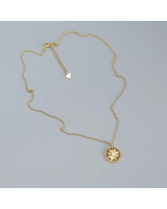 Fashion Round Plating Rhinestones Pendant Stainless Steel Necklace Colorza
