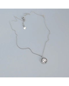 Fashion Round Plating Rhinestones Pendant Stainless Steel Necklace Colorza