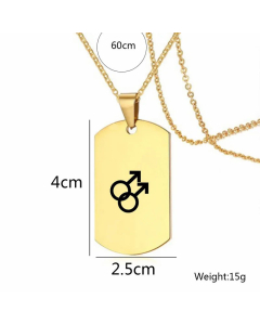 Casual Symbol Tag Stainless Steel Carving Pendant Necklace Colorza