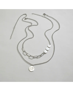Round Letter Pendent Stainless Steel Plating Layered Necklaces Colorza