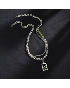 Fashion Layered Square Stainless Steel Inlay Zircon Necklaces Colorza