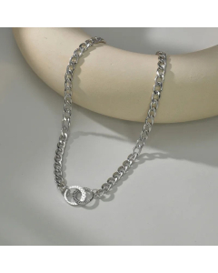 Fashion Double Ring Pendent Stainless Steel Plating Necklace Colorza