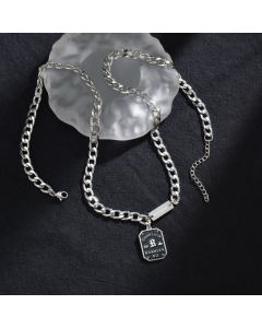 Casual Square Letter Pendent Stainless Steel Plating Necklace Colorza 