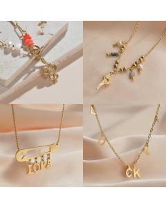 Novelty Letter Love Snake Pendent Stainless Steel Pearl Necklace Colorza