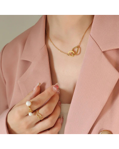 Fashion Irregular Circle Interlocking Pendent Titanium Steel Necklace Colorza