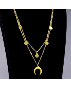 Fashion Plating Layered Moon Titanium Steel Necklaces Colorza 