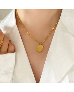 Fashion Letter Smiley Face Irregular Pendant Titanium Steel Necklace Colorza