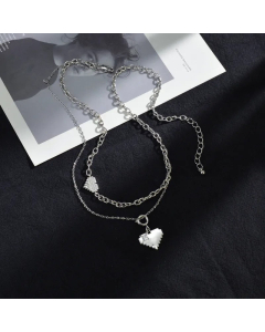 Fashion Plating Layered Heart Shape Pendent Stainless Steel Necklaces Colorza 