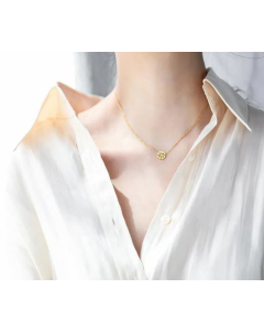 Minimalism Round Symbol Titanium Steel Gold Plated Necklace Colorza
