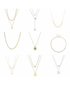 Fine Quality Double Layer Beads Chain Titanium Steel Plating Necklace Colorza 