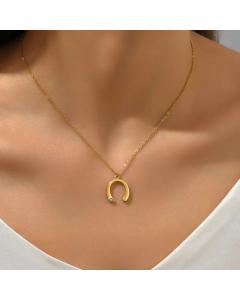 Minimalism Irregular Artificial Rhinestones Pendent Stainless Steel Necklace Colorza