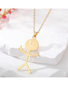 Cute Human Pendant Stainless Steel Plating Necklace Colorza
