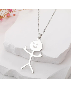 Cute Human Pendant Stainless Steel Plating Necklace Colorza