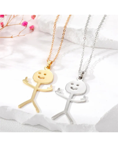Cute Human Pendant Stainless Steel Plating Necklace Colorza