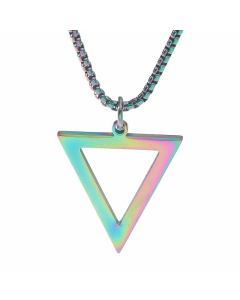 Hip-Hop Hollow Out Triangle Titanium Steel Pendant Necklace Colorza-02