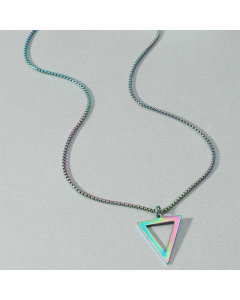 Hip-Hop Hollow Out Triangle Titanium Steel Pendant Necklace Colorza
