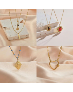 Vintage Heart Shape Pendant Stainless Steel Plating Necklace Colorza