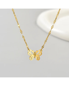 Hollow Out Butterfly Pendent Stainless Steel Plating Necklace Colorza