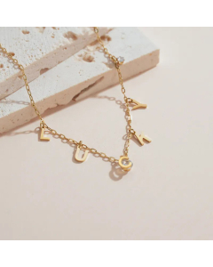 Lucky Letter Inlay Zircon Stainless Steel Necklace Colorza