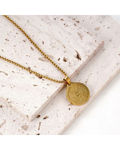 Casual Round Letter Pendant Titanium Steel Plating Fine Necklace Colorza