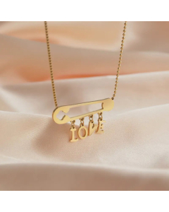 Fashion Pin Letter Tassel Stainless Steel Plating Pendant Necklace Colorza 